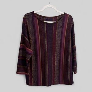 Vtg Ralph Lauren pullover sweater colorful romantic 3/4 sleeves woven preppy